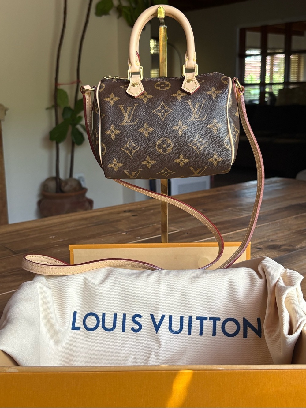 Louis Vuitton Mini Speedy Monogram Canvas Brown with Natural Vachetta Handles